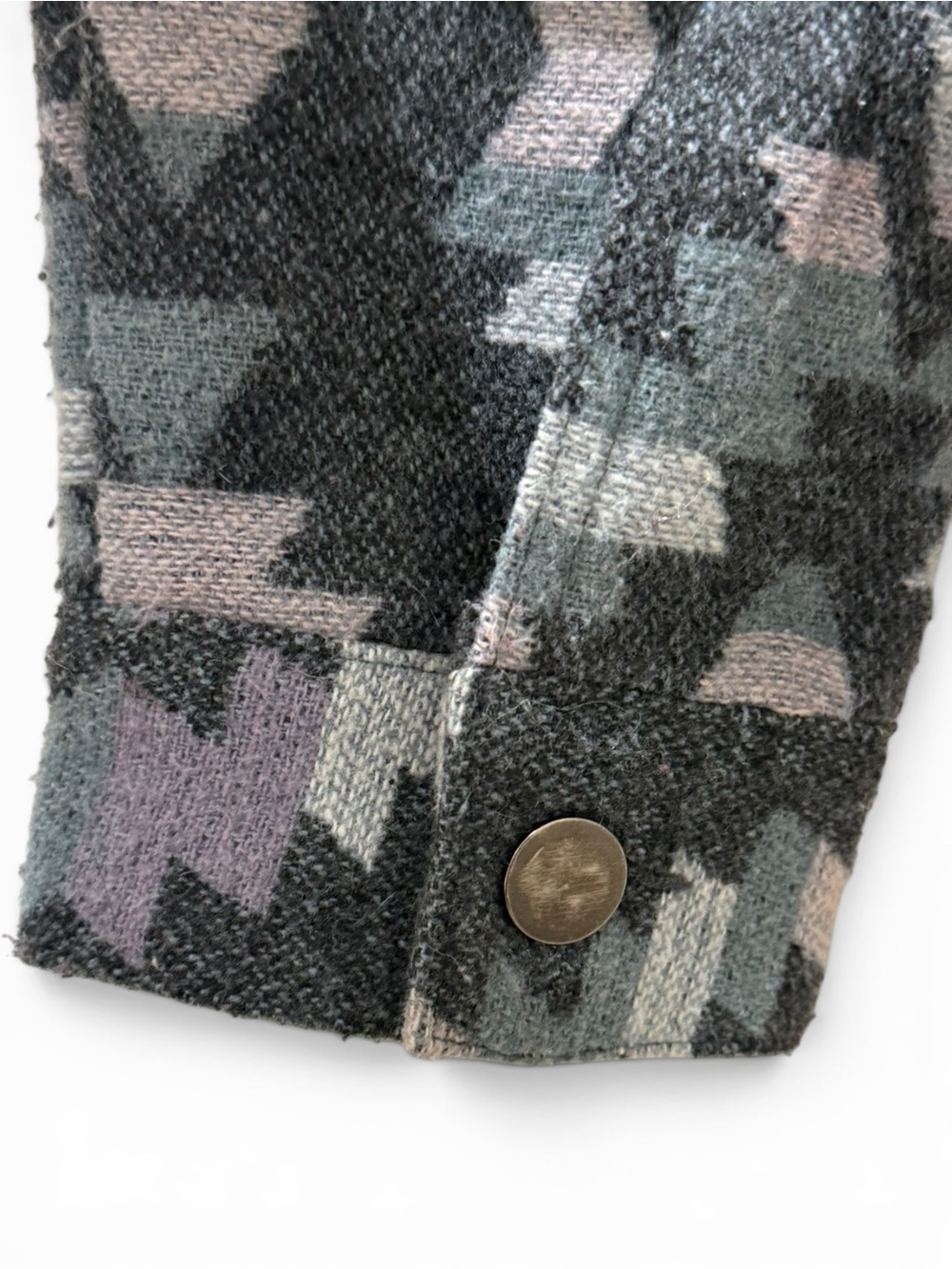 Blue B Aztec Western Shacket Jacket Gray Lavender Cropped Snap Front Small - Picture 4 of 7